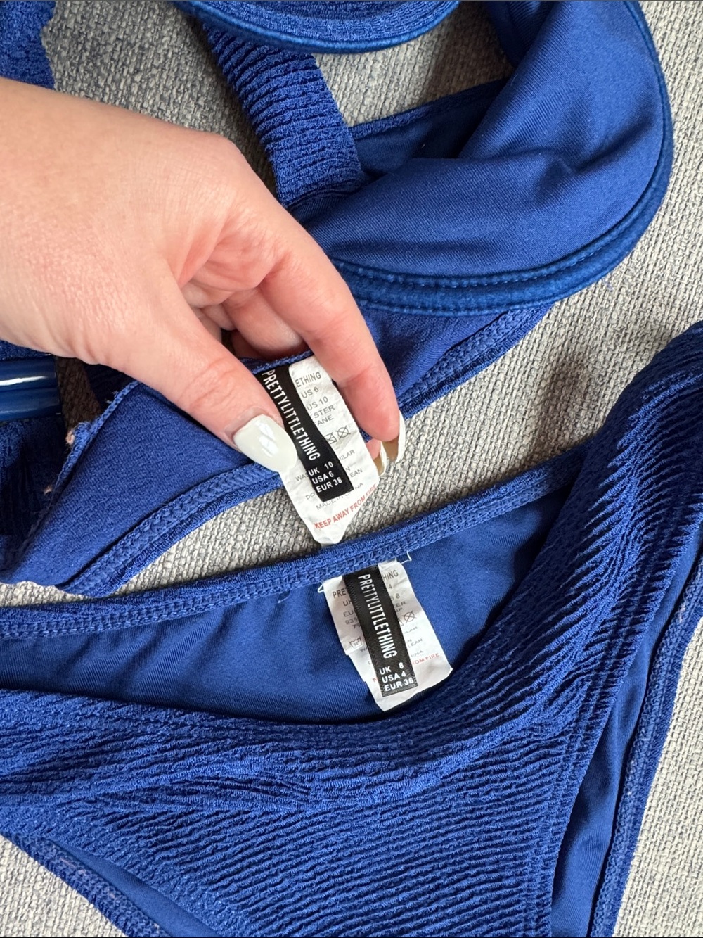 PrettyLittleThing Cobalt Blue Textured Bikini Set - Picture 3 of 4